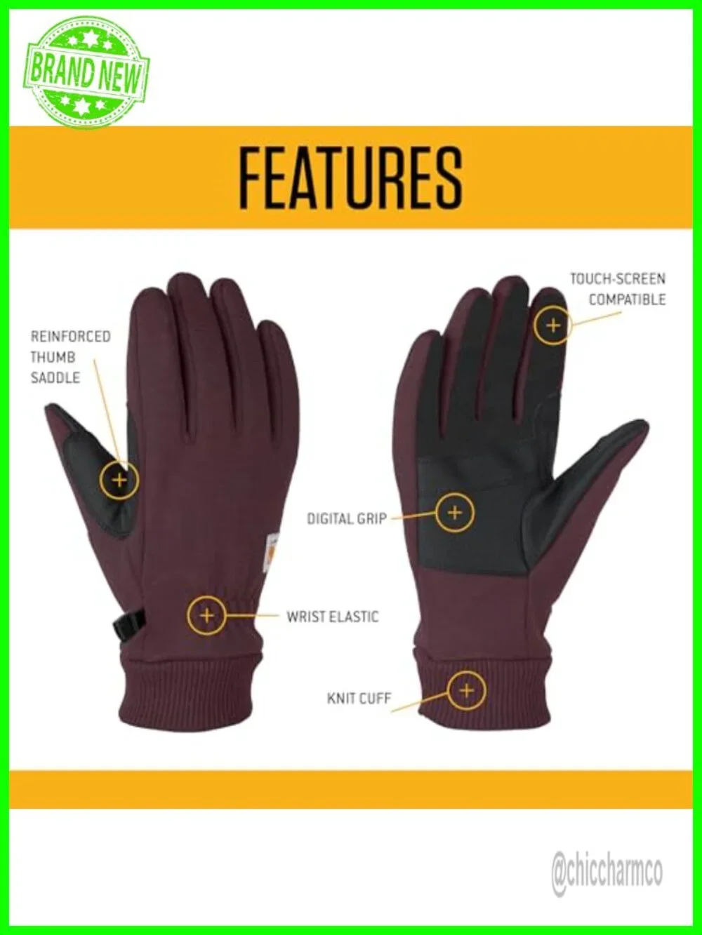 Wind Resistant Fleece Work Gloves with Touch Screen Compatible Palm and Thumb